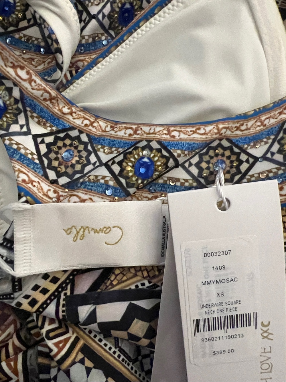 NWT Camilla Me Mosaic Underwire Square Neck One Piece Swimsuit Crystals Size XS - Picture 14 of 14